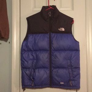 North face black and blue vest.